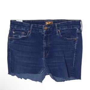 MOTHER The Looker Crowd Pleaser Blue Denim Shorts Size 29 Raw Hem